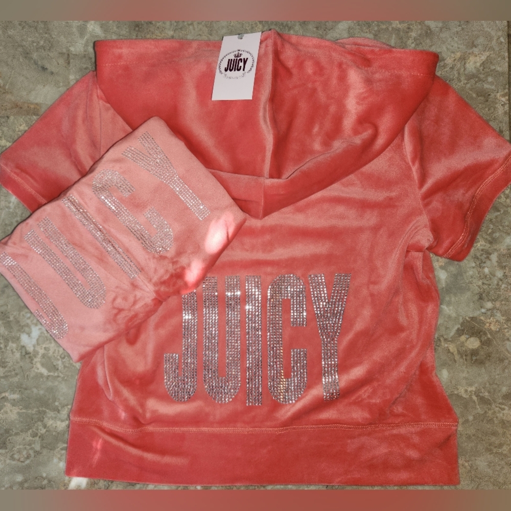 M/L Juicy Couture OG Bling Velour Track Jacket OG Bling Velour Shorts Track Set